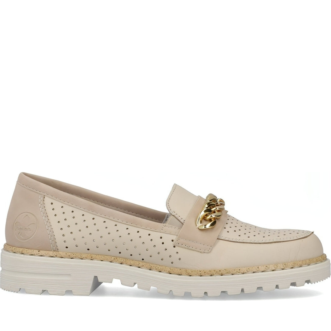 Rieker womens beige casual closed loafers | Vilbury London