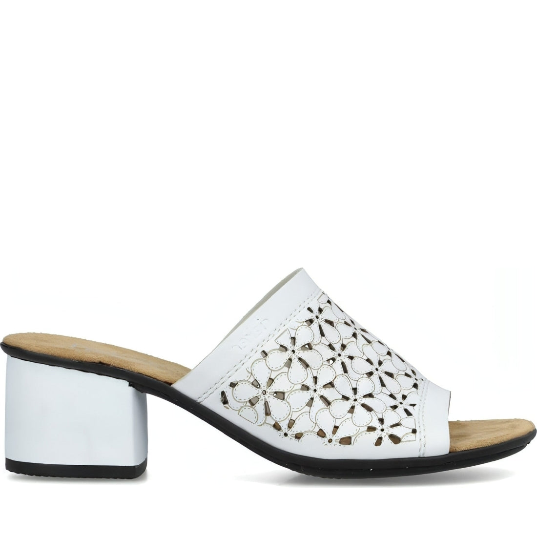 Rieker womens white casual open mules | Vilbury London