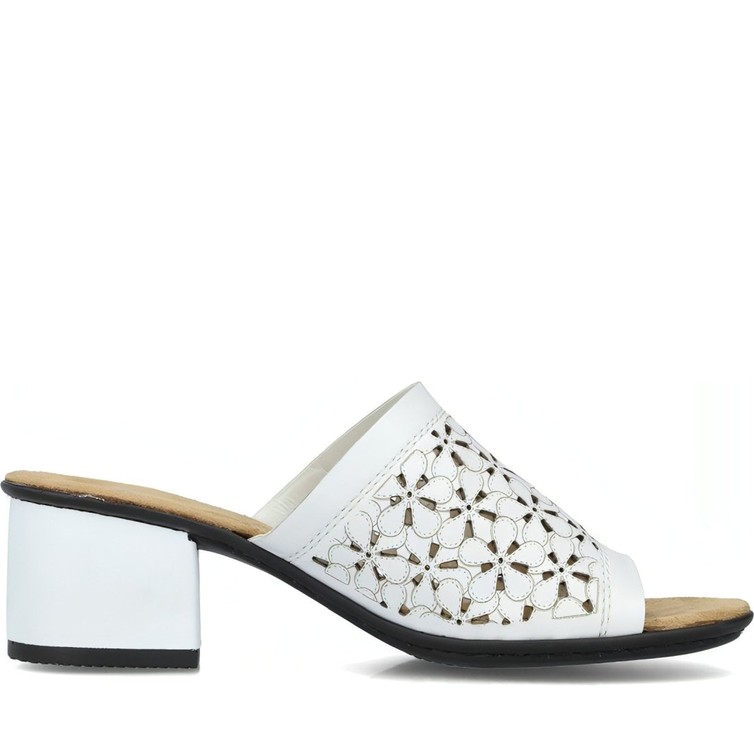 Rieker womens white casual open mules | Vilbury London