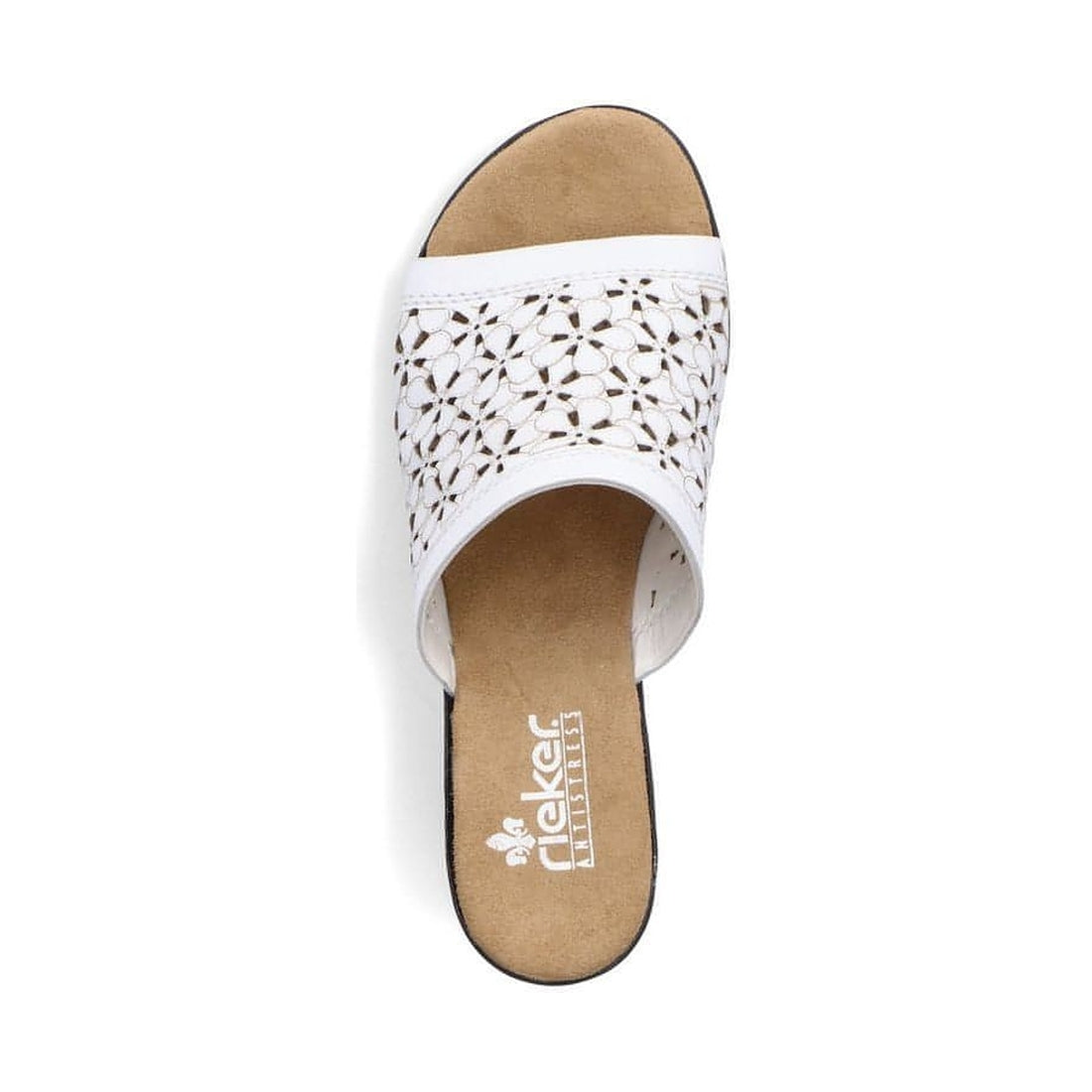 Rieker womens white casual open mules | Vilbury London