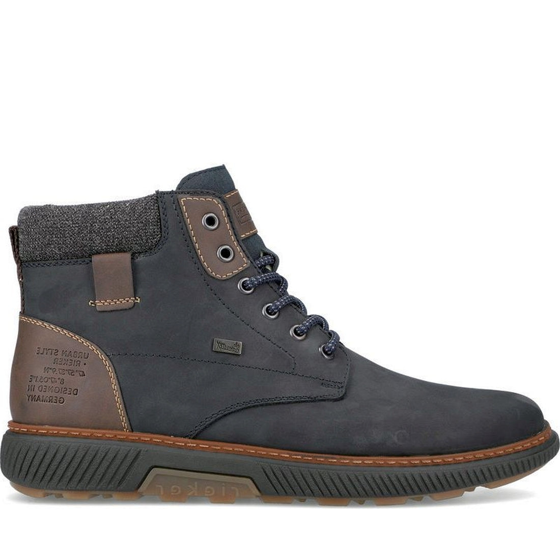 Rieker mens blue casual closed booties | Vilbury London