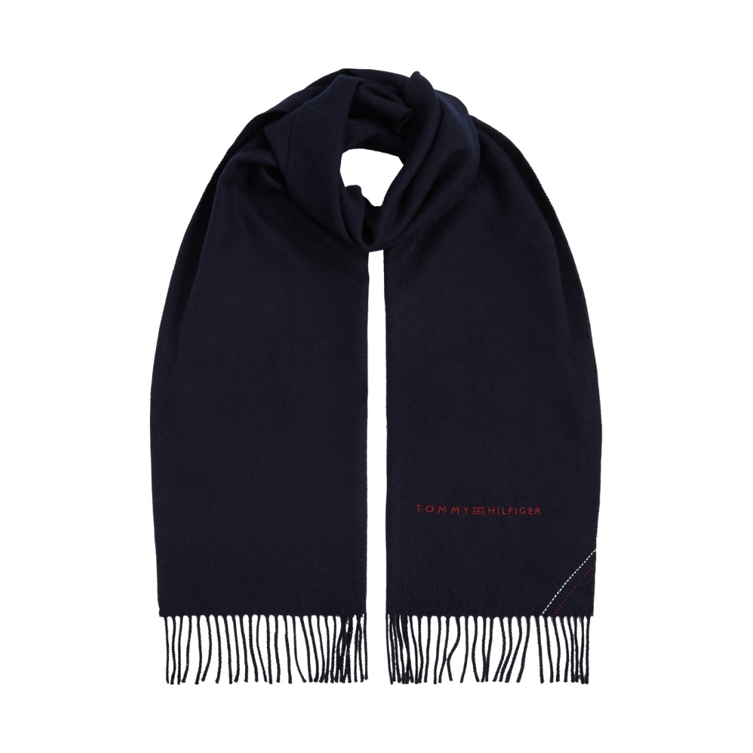 Tommy Hilfiger mens Space Blue 1985 scarf woven | Vilbury London