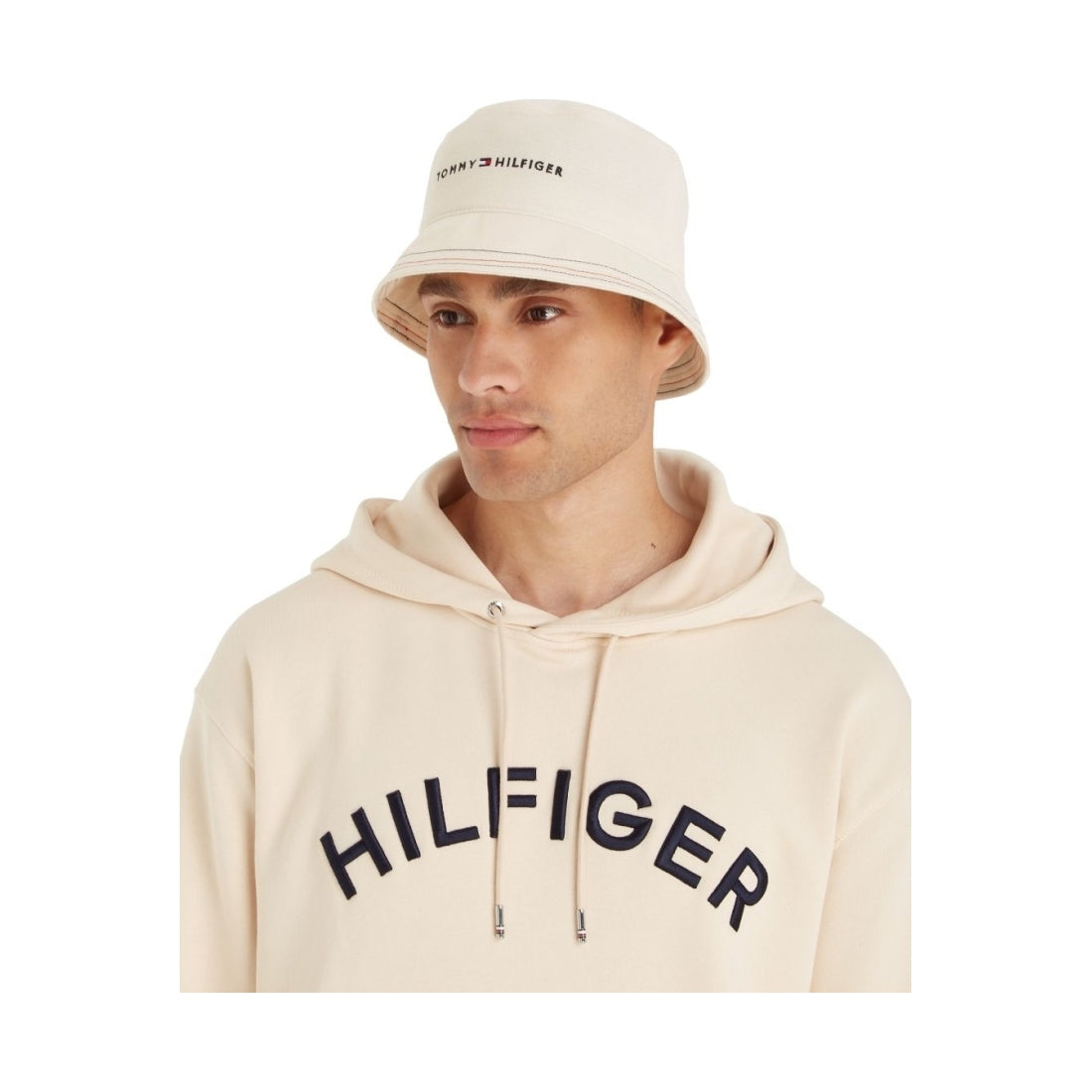 Tommy Hilfiger mens stone skyline bucket cap | Vilbury London