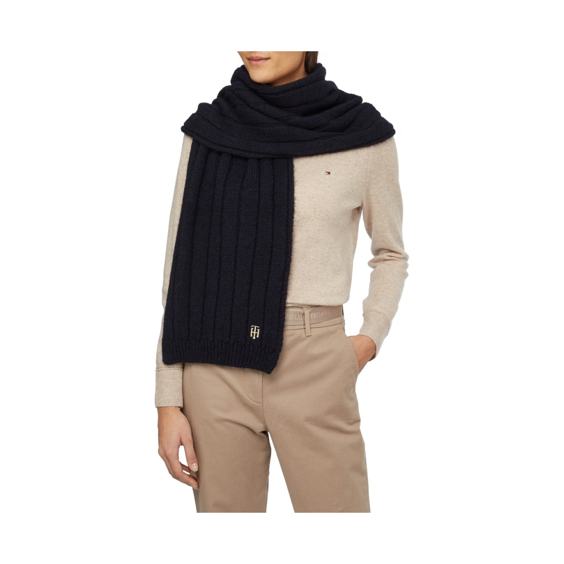 Tommy Hilfiger womens Space Blue timeless scarf | Vilbury London