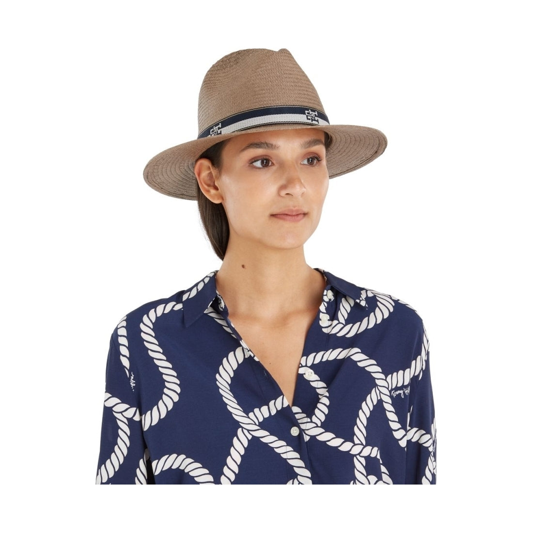 Tommy Hilfiger womens beige iconic prep fedora hats | Vilbury London