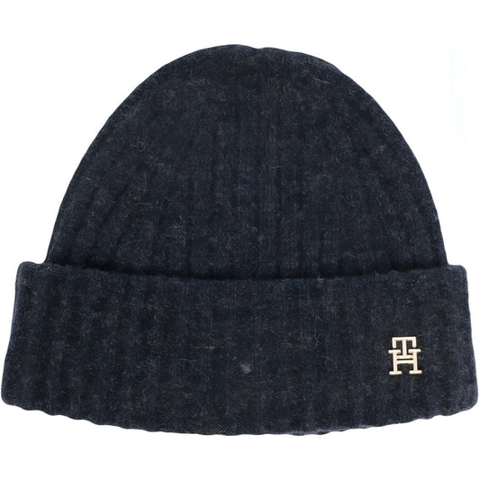 Tommy Hilfiger womens space blue fluffy beanie | Vilbury London