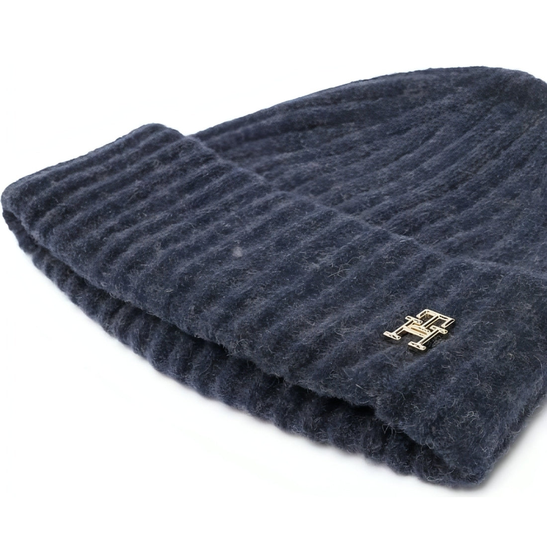 Tommy Hilfiger womens space blue fluffy beanie | Vilbury London