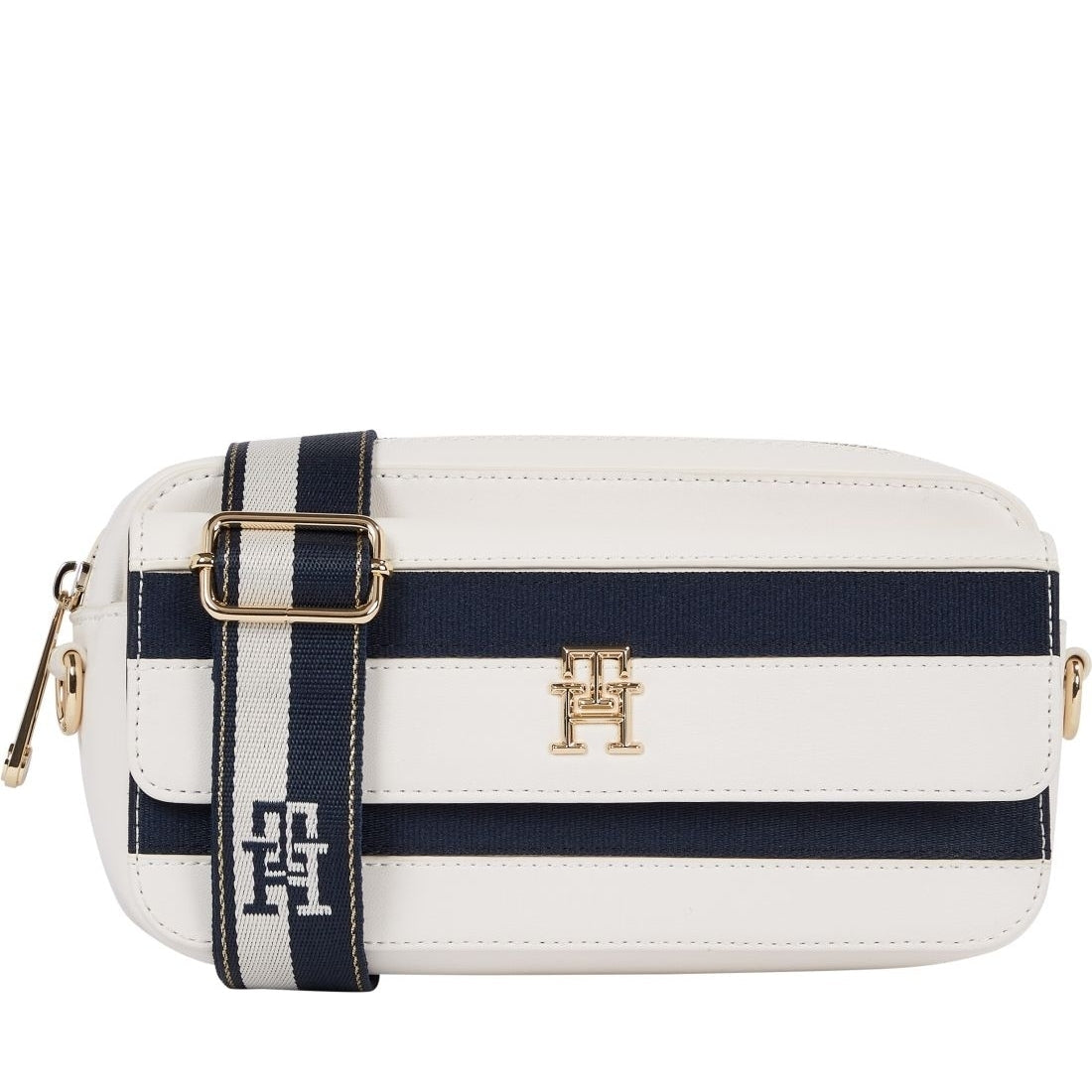 Tommy Hilfiger womens breton stripes mix iconic camera bag stripes | Vilbury London