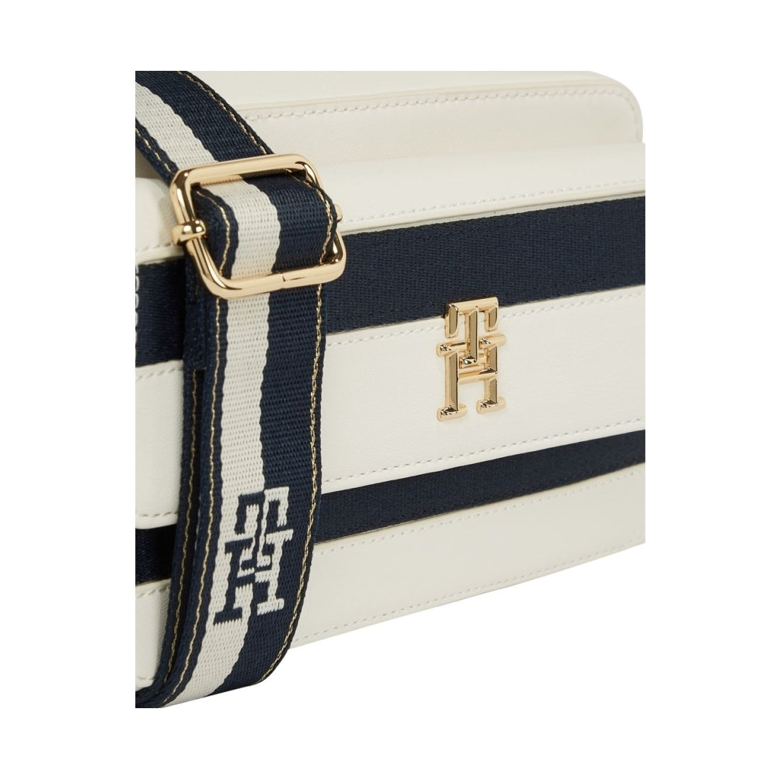 Tommy Hilfiger womens breton stripes mix iconic camera bag stripes | Vilbury London