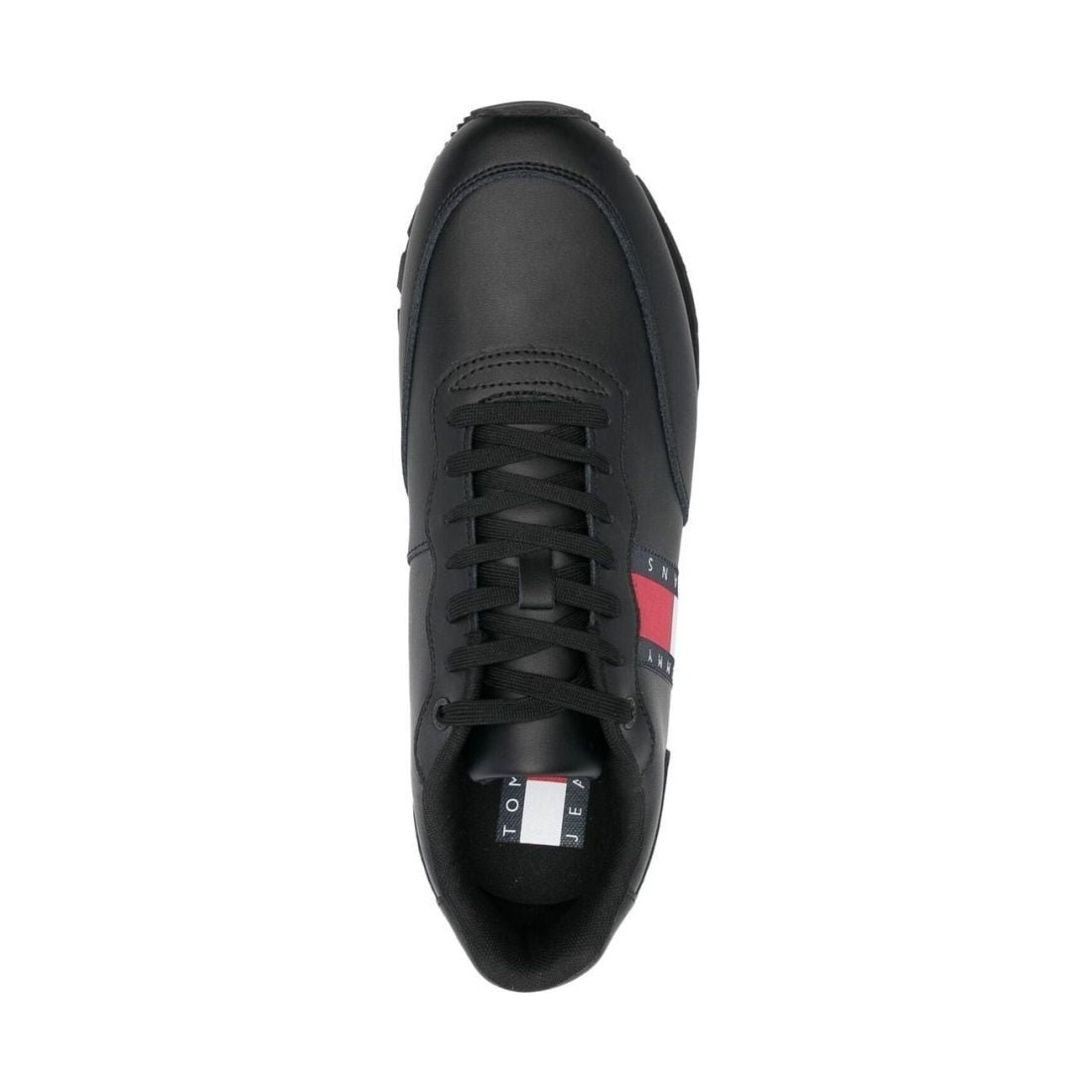 Tommy Jeans mens triple black jeans ess trainers | Vilbury London