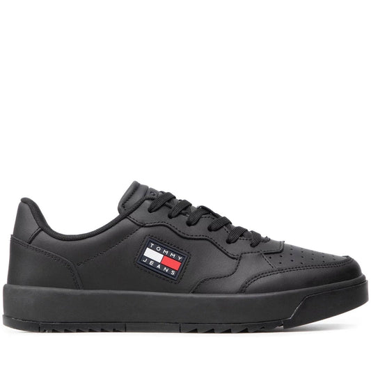 Tommy Jeans Mens Black basket bla shoes | Vilbury London