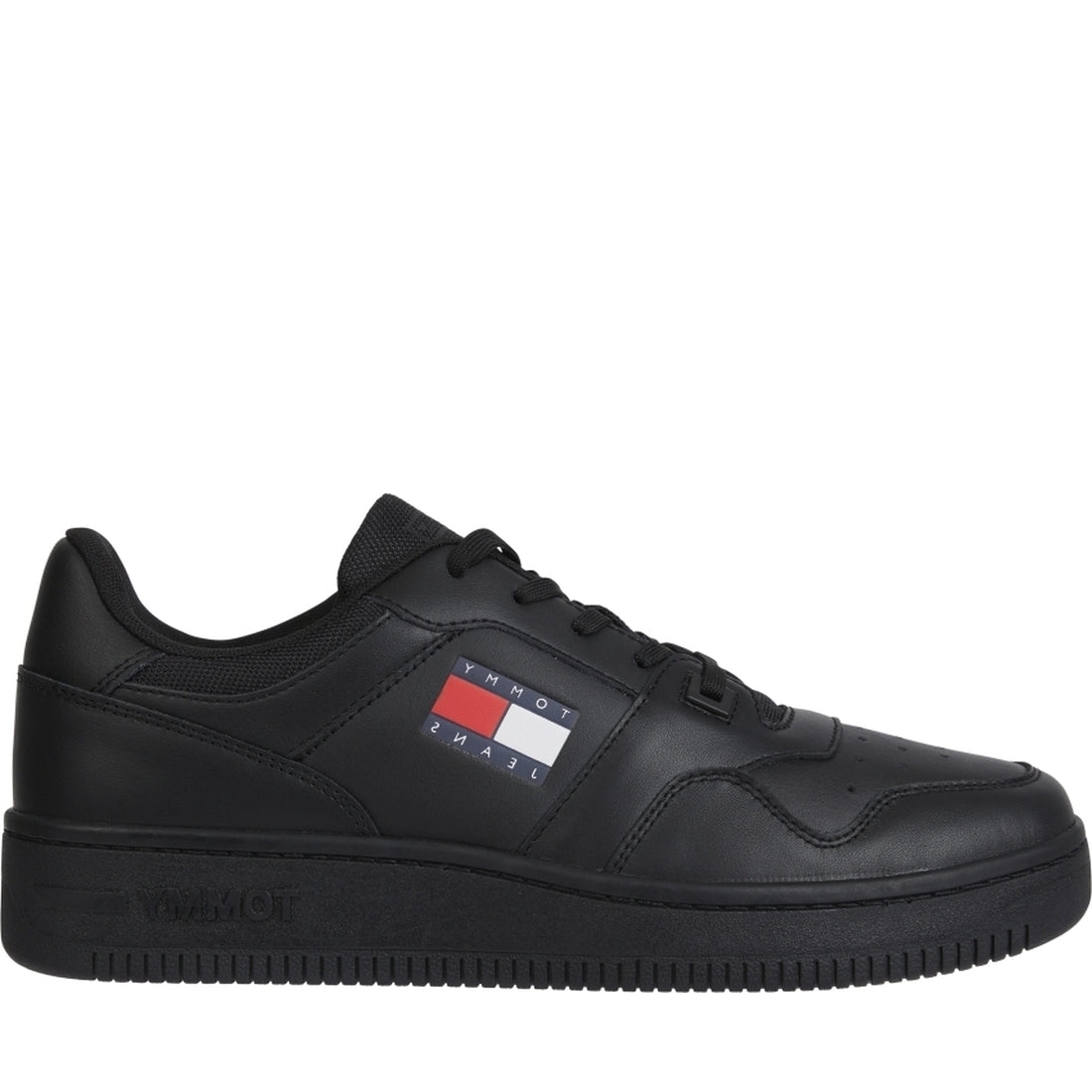 Tommy Jeans mens Triple Black retro basket ess shoe | Vilbury London