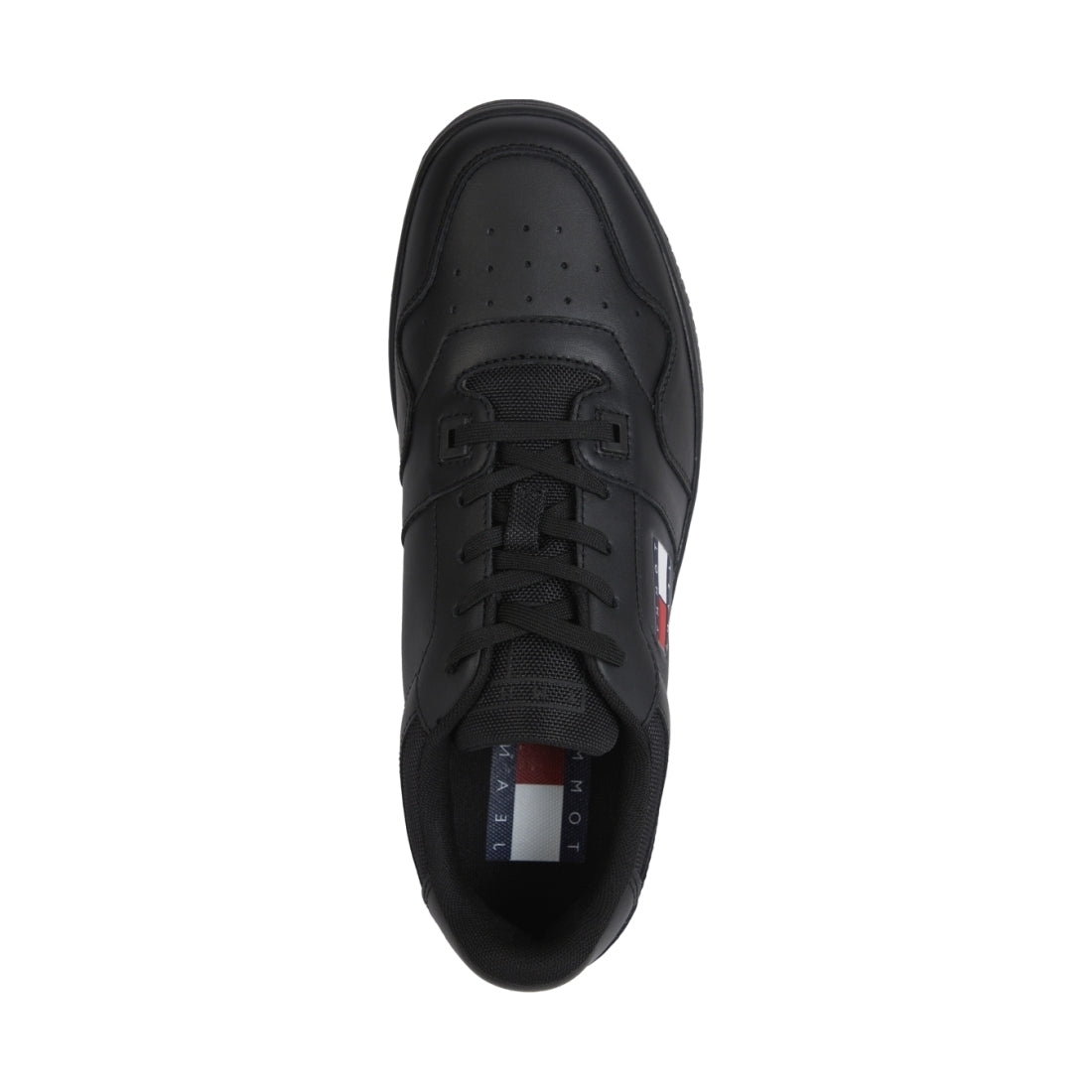 Tommy Jeans mens Triple Black retro basket ess shoe | Vilbury London