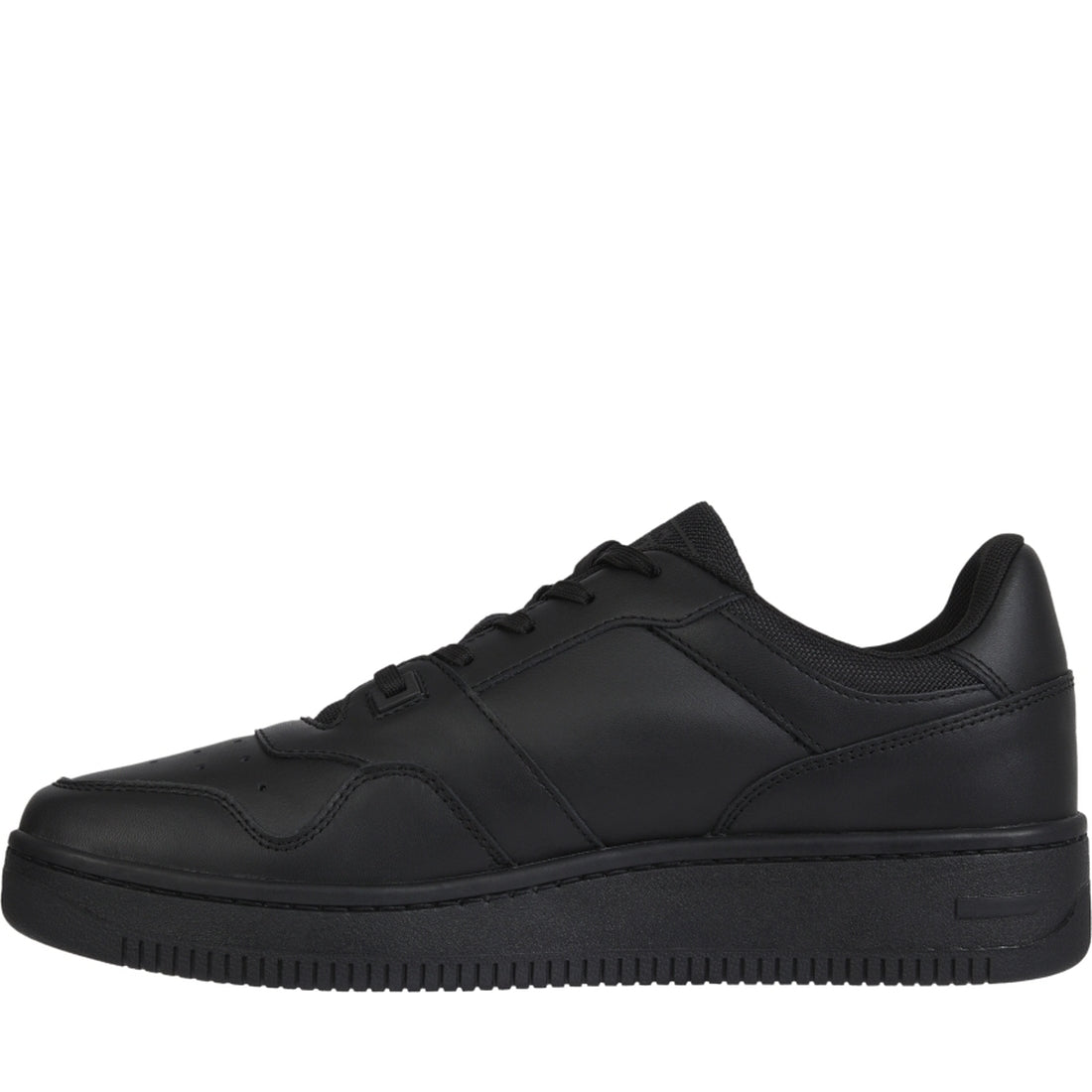 Tommy Jeans mens Triple Black retro basket ess shoe | Vilbury London