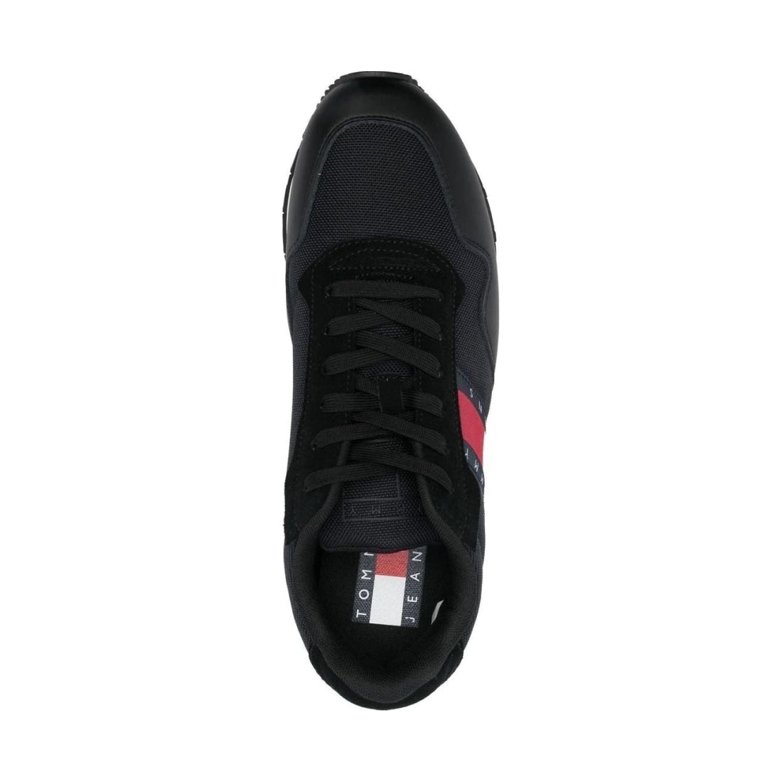 Tommy Jeans mens black jeans retro ess trainers | Vilbury London