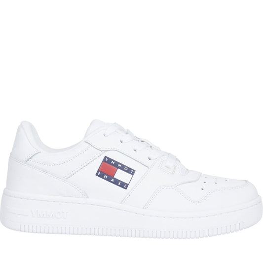 Tommy Jeans Womens White retro basket shoes | Vilbury London