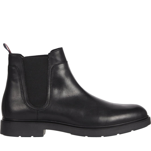 Tommy Hilfiger mens Black rounded chelsea booties | Vilbury London