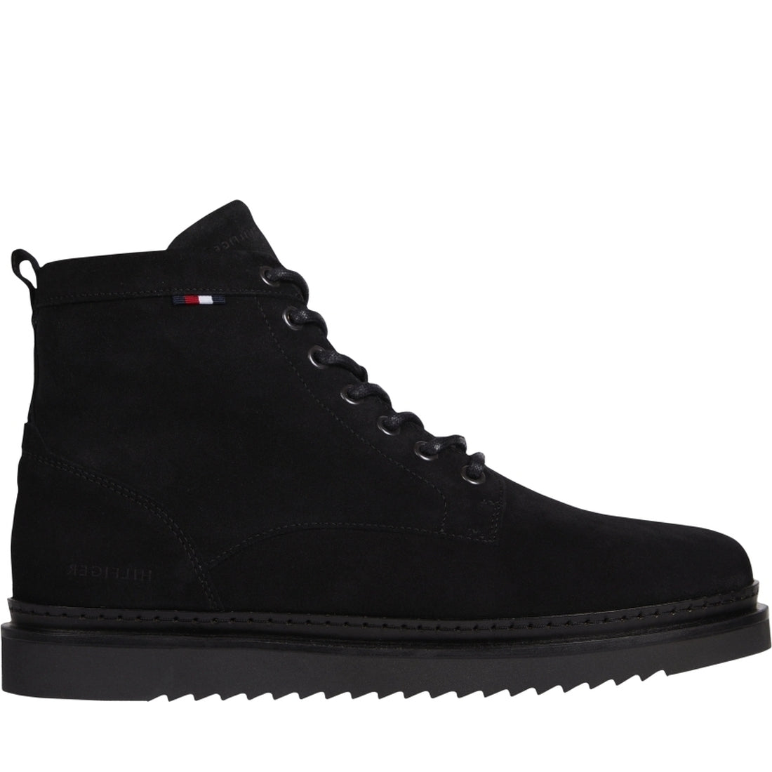 Tommy Hilfiger mens Black cleated suede boot | Vilbury London