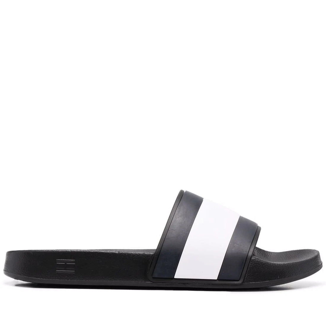 Tommy Hilfiger Mens Black rubber flag pool slide | Vilbury London