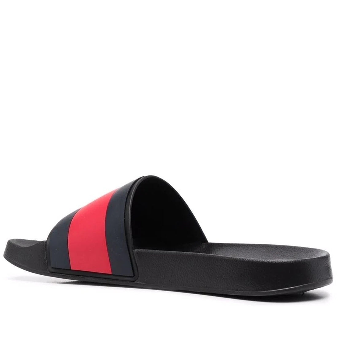 Tommy Hilfiger Mens Black rubber flag pool slide | Vilbury London