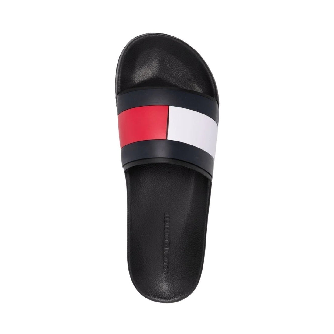 Tommy Hilfiger Mens Black rubber flag pool slide | Vilbury London