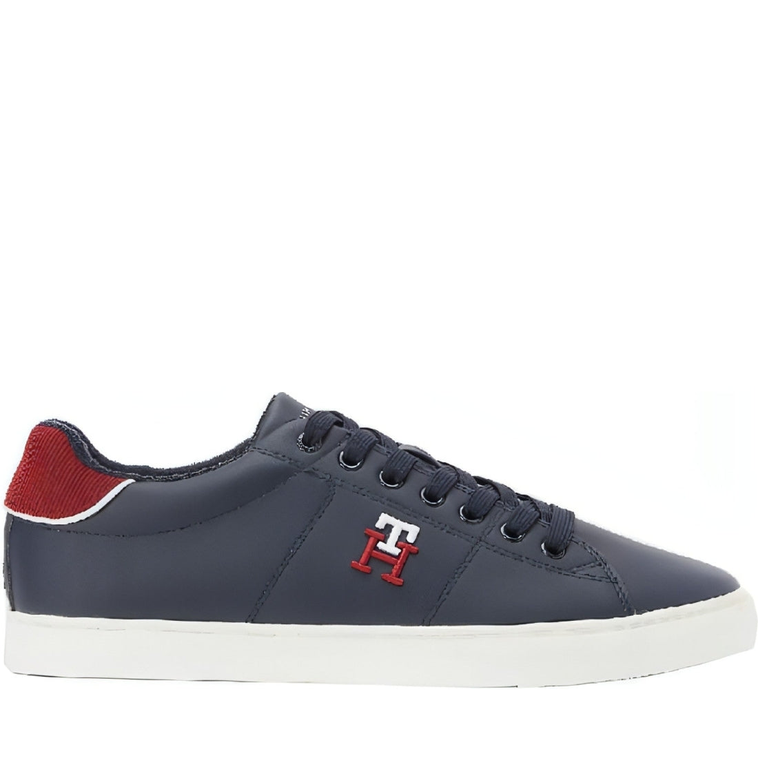 Tommy Hilfiger mens desert sky core vulc varsity monogram trainers | Vilbury London