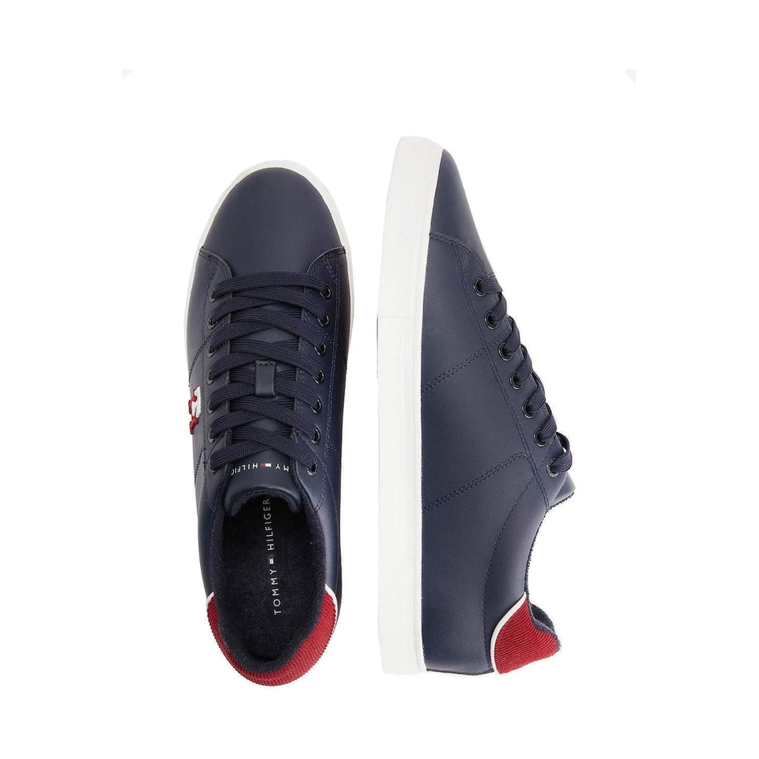 Tommy Hilfiger mens desert sky core vulc varsity monogram trainers | Vilbury London