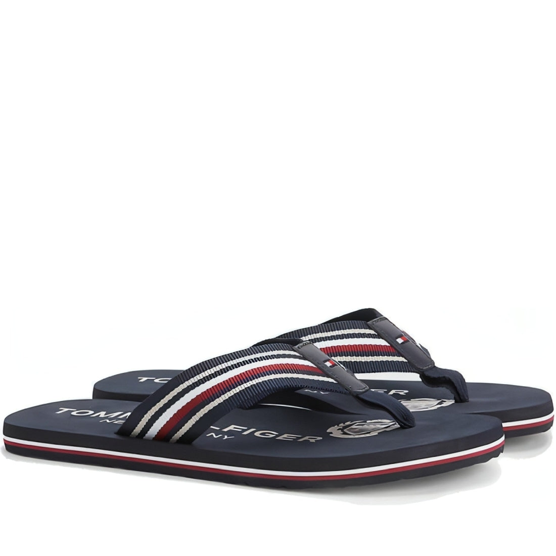 Tommy Hilfiger mens rwb corporate stripes beach sandal | Vilbury London