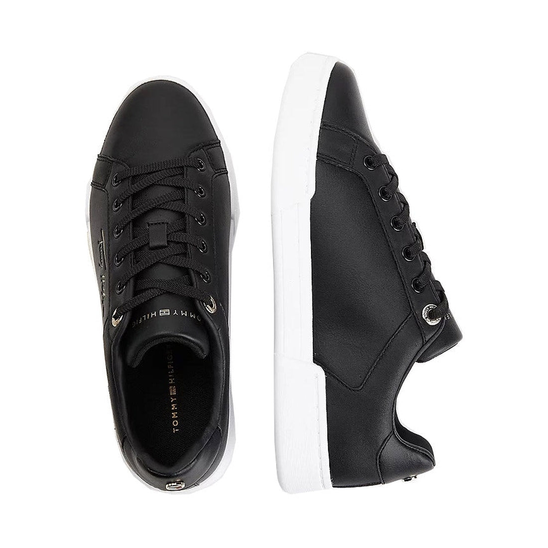 Tommy Hilfiger Womens Black elevated sneaker | Vilbury London