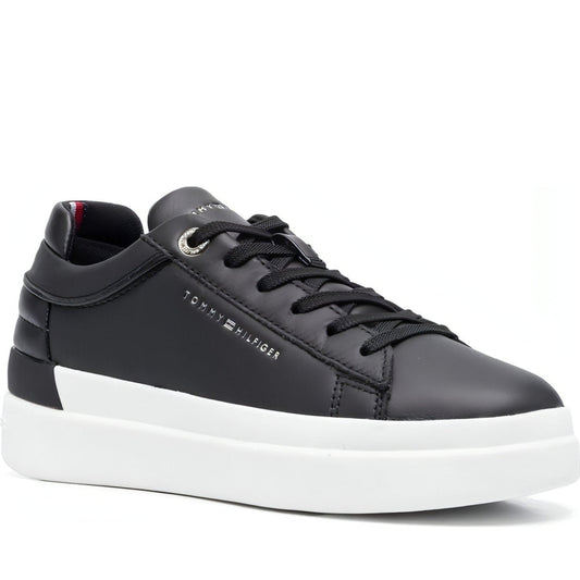 Tommy Hilfiger womens black, gold feminine elevated sneaker | Vilbury London