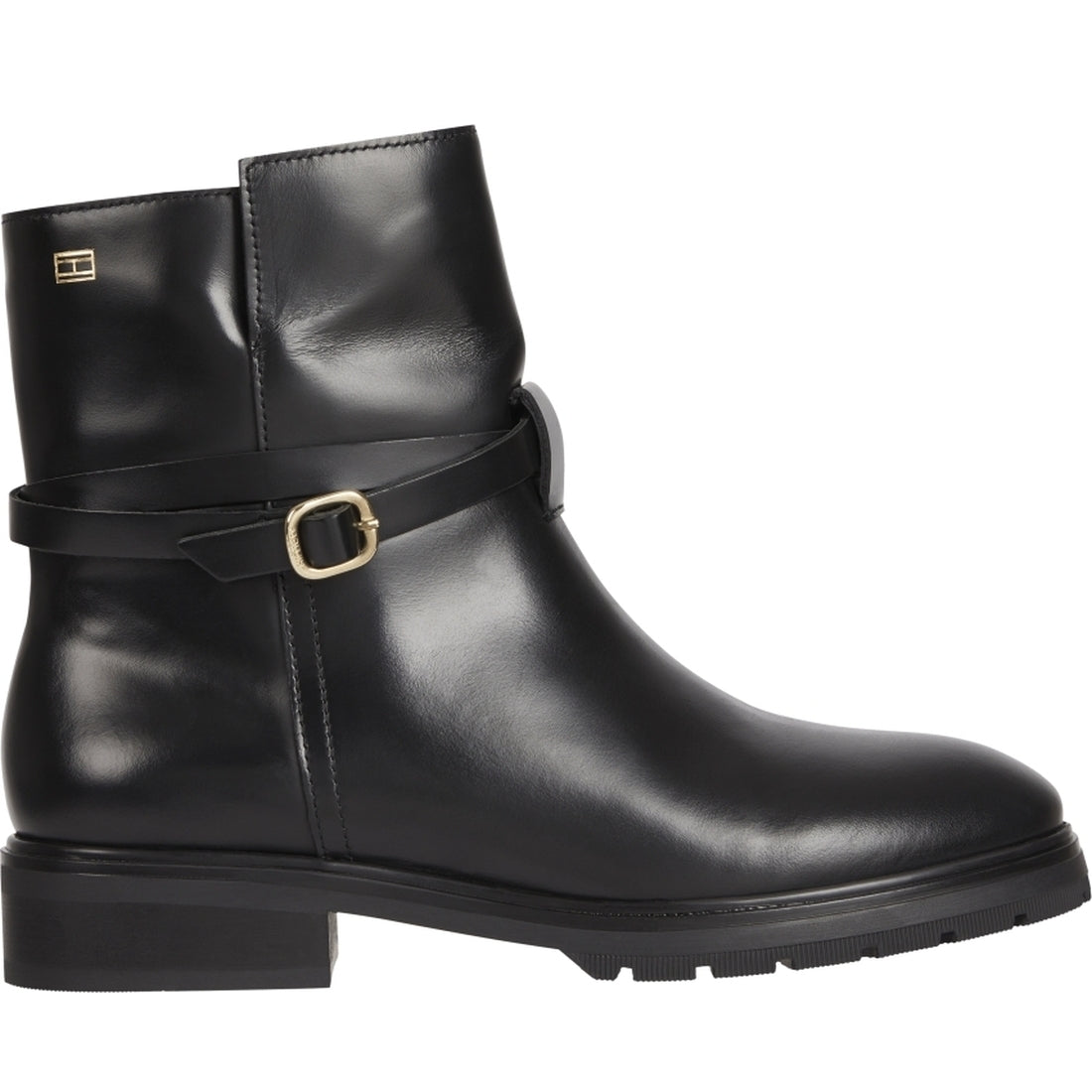 Tommy Hilfiger womens Black belt low boot | Vilbury London