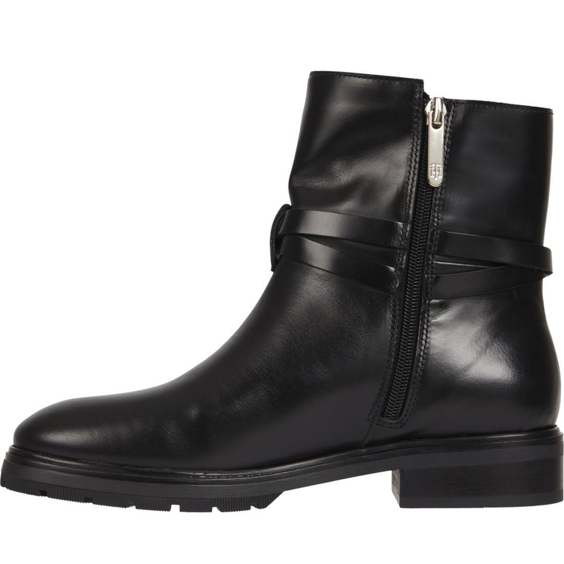 Tommy Hilfiger womens Black belt low boot | Vilbury London