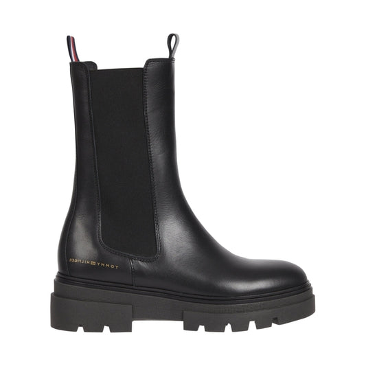 Tommy Hilfiger womens Black mono chelsea boot | Vilbury London