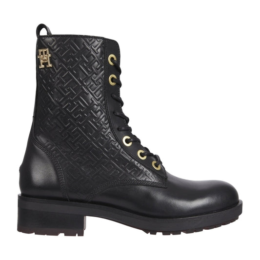 Tommy Hilfiger womens Black thgram biker boot | Vilbury London