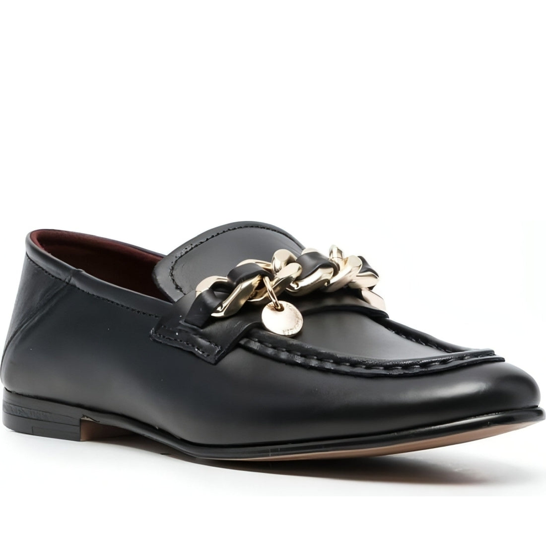 Tommy Hilfiger womens black chain loafer | Vilbury London