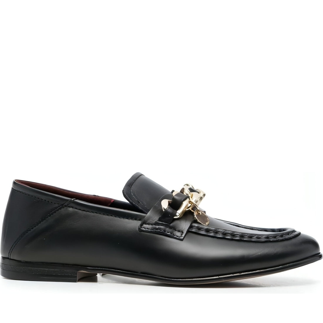 Tommy Hilfiger womens black chain loafer | Vilbury London