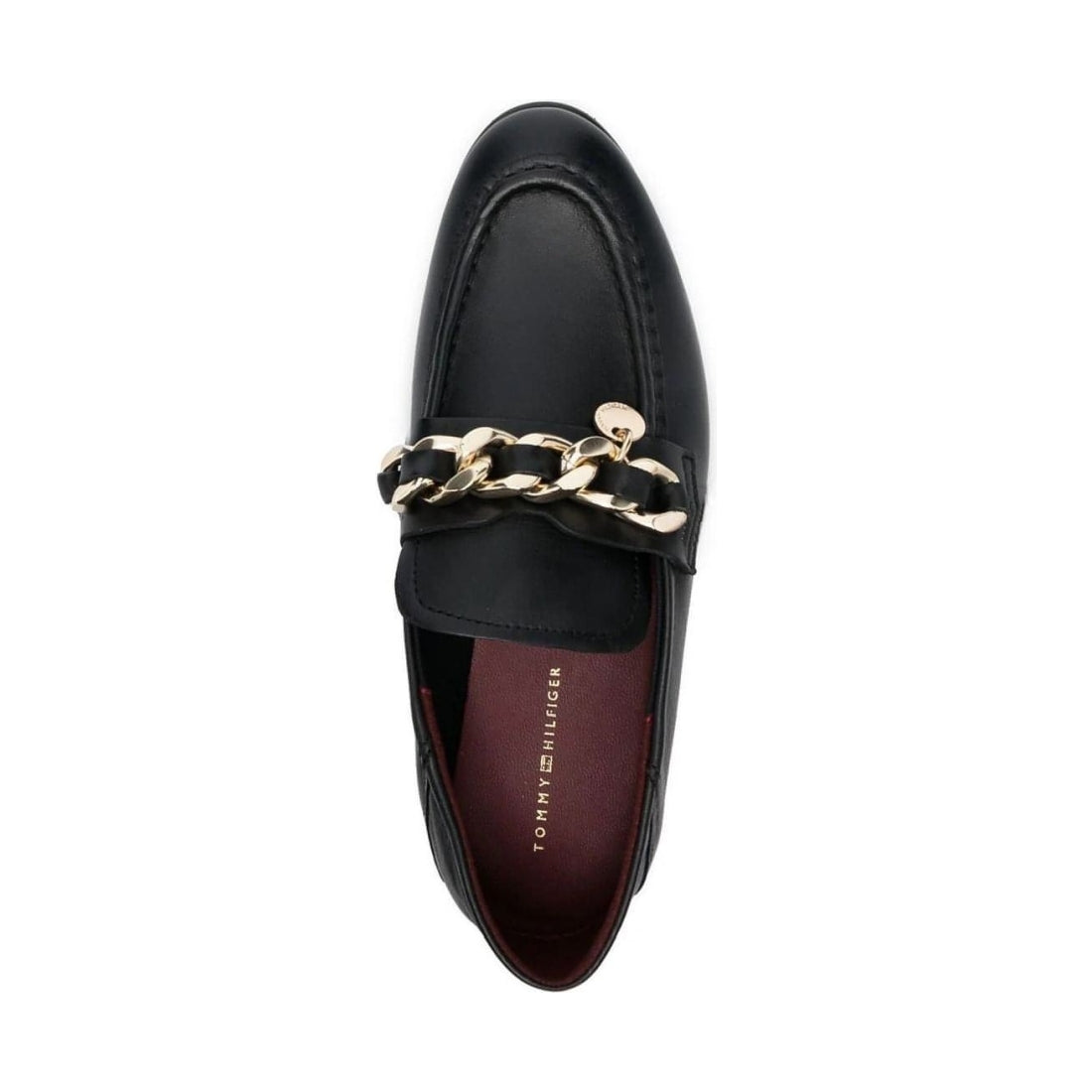 Tommy Hilfiger womens black chain loafer | Vilbury London