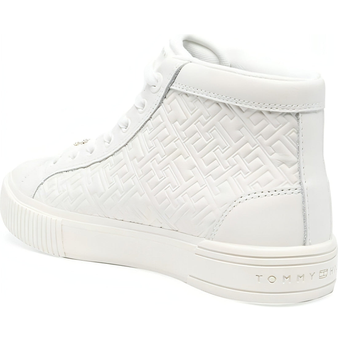 Tommy Hilfiger womens ecru th monogram sneaker high | Vilbury London