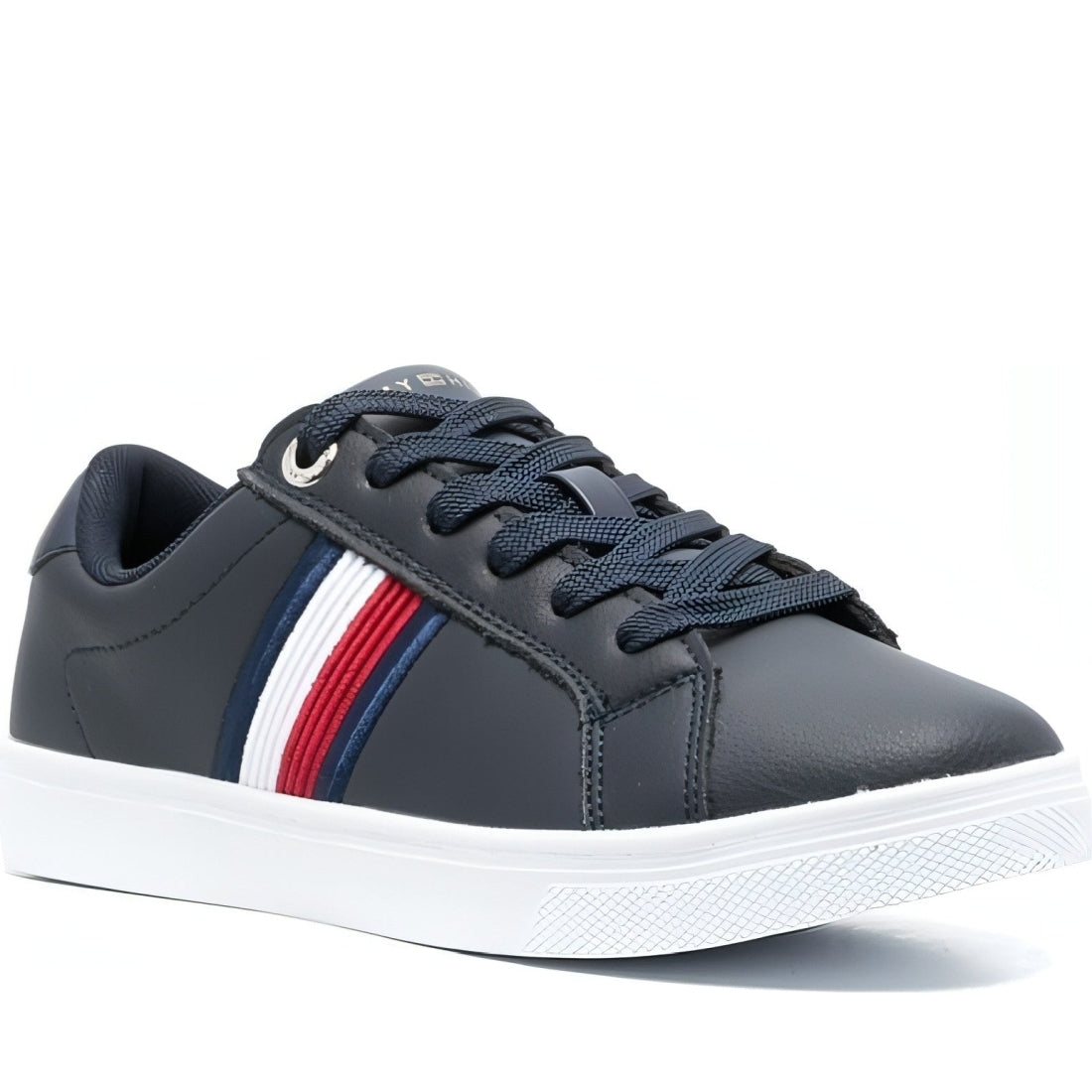 Tommy Hilfiger womens space blue essential stripes sneaker | Vilbury London