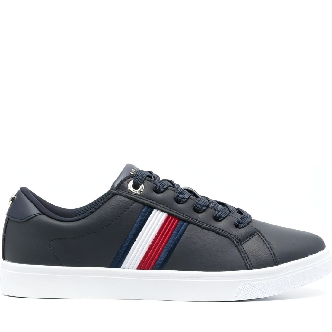 Tommy Hilfiger womens space blue essential stripes sneaker | Vilbury London