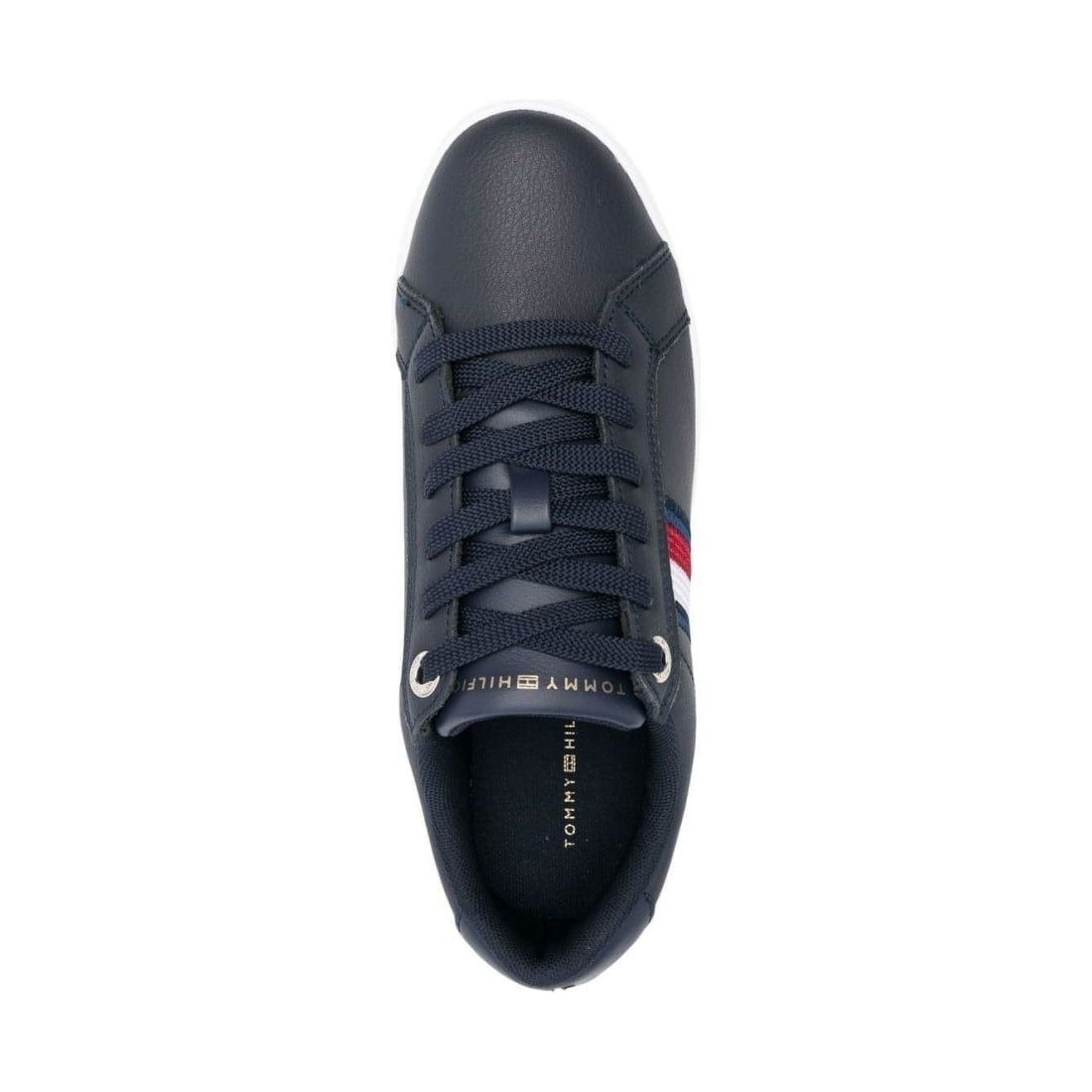 Tommy Hilfiger womens space blue essential stripes sneaker | Vilbury London