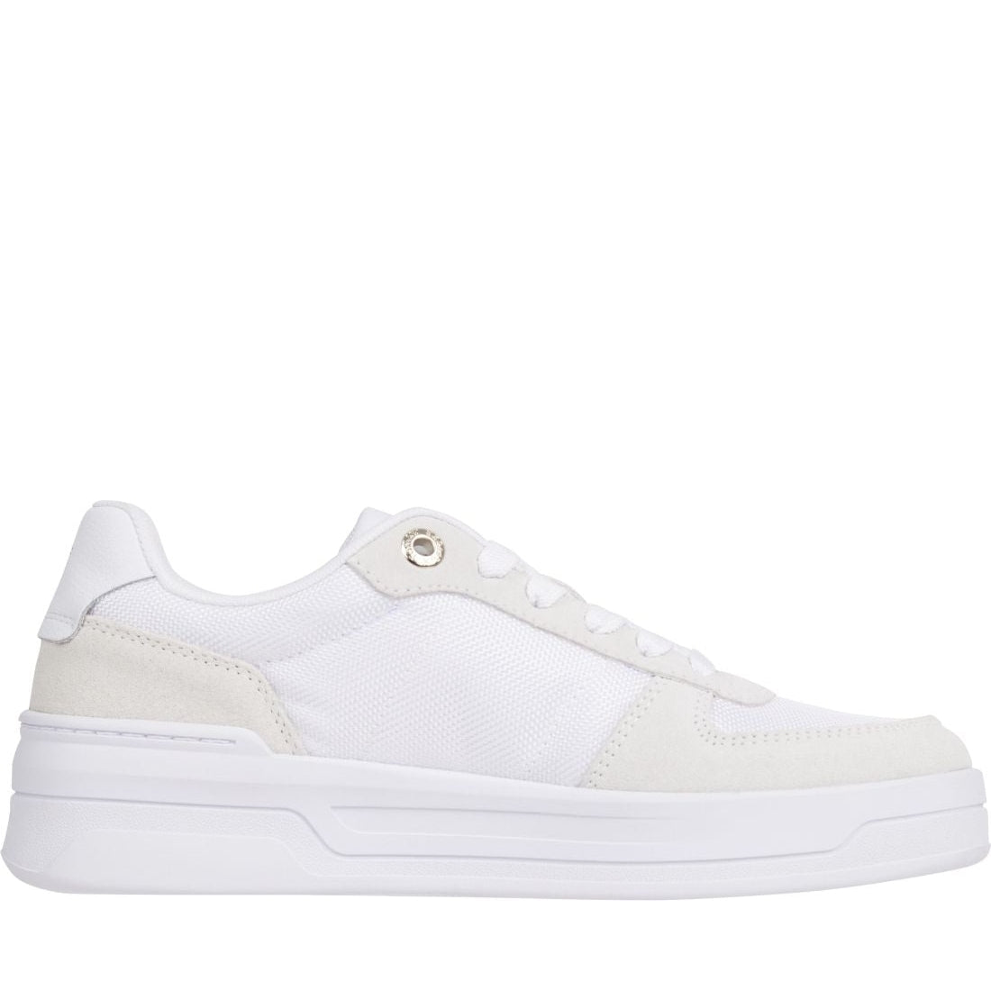 Tommy Hilfiger womens white sneaker with webbing | Vilbury London