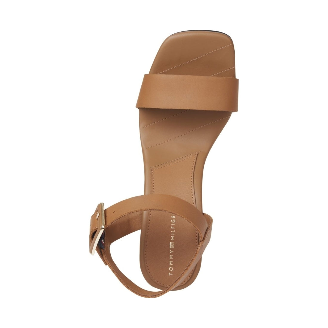 Tommy Hilfiger womens summer cognac hardware wedge sandal | Vilbury London