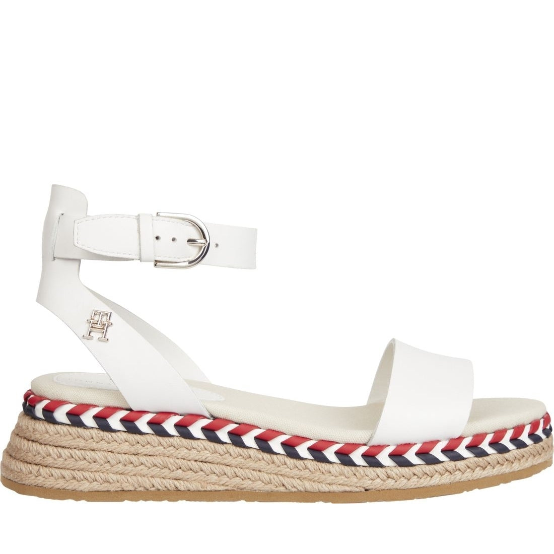 Tommy Hilfiger womens ecru low wedge sandal | Vilbury London