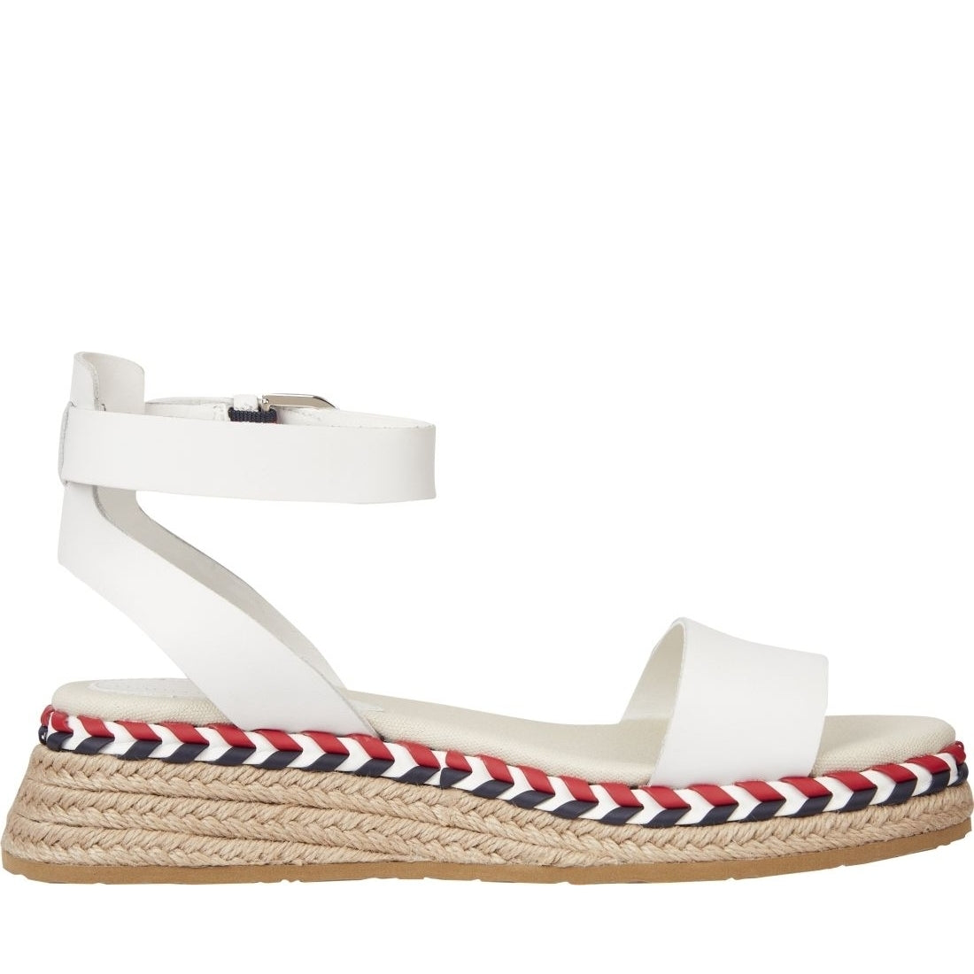 Tommy Hilfiger womens ecru low wedge sandal | Vilbury London