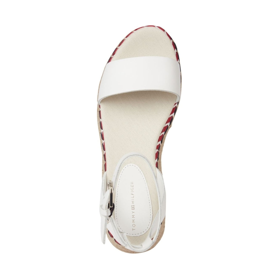 Tommy Hilfiger womens ecru low wedge sandal | Vilbury London