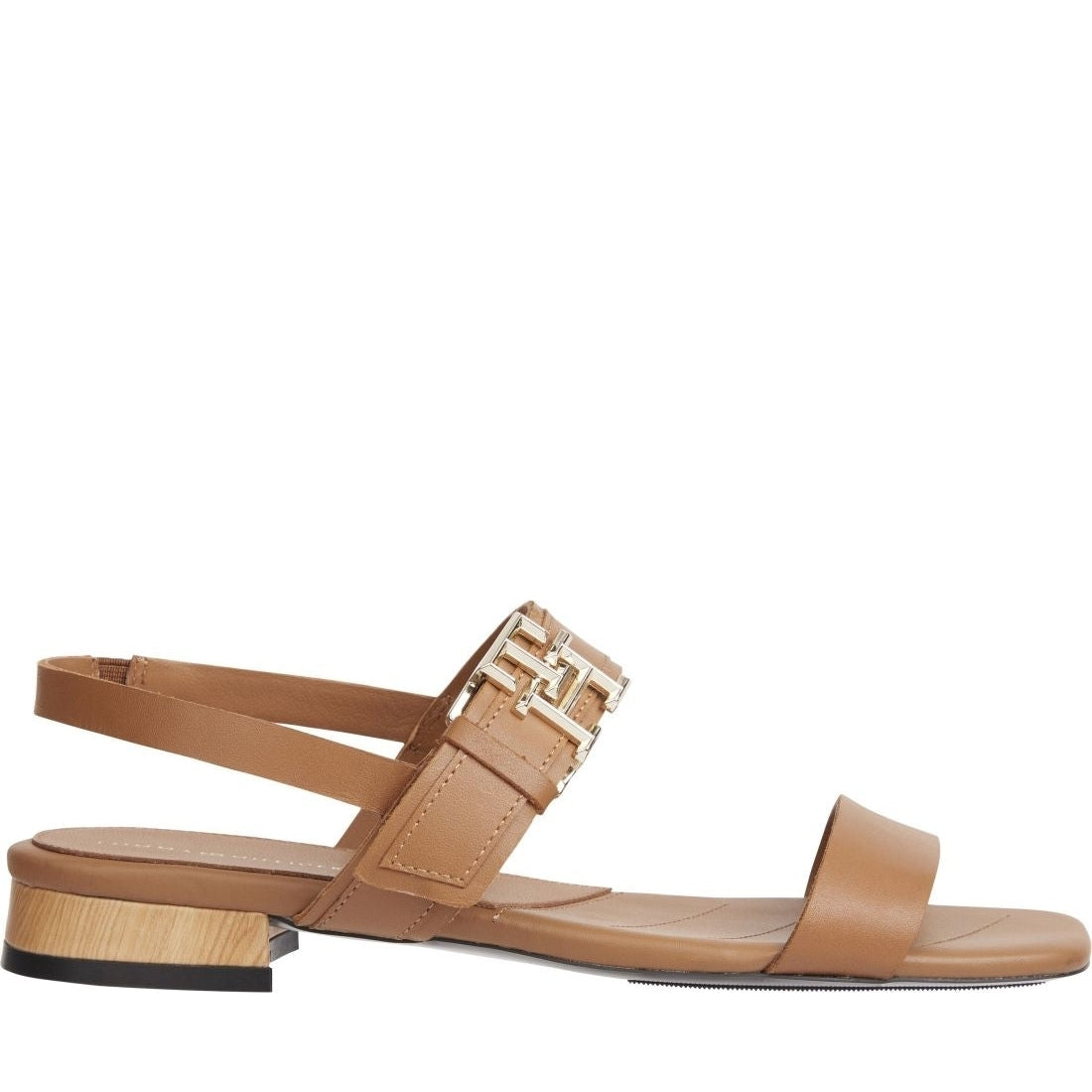 Tommy Hilfiger womens summer cognac hardware flat sandal | Vilbury London