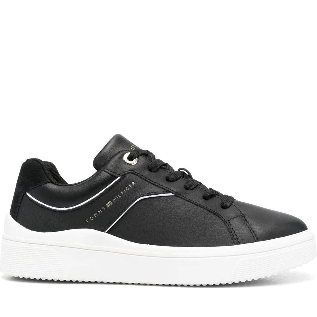 Tommy Hilfiger womens black court sneaker | Vilbury London