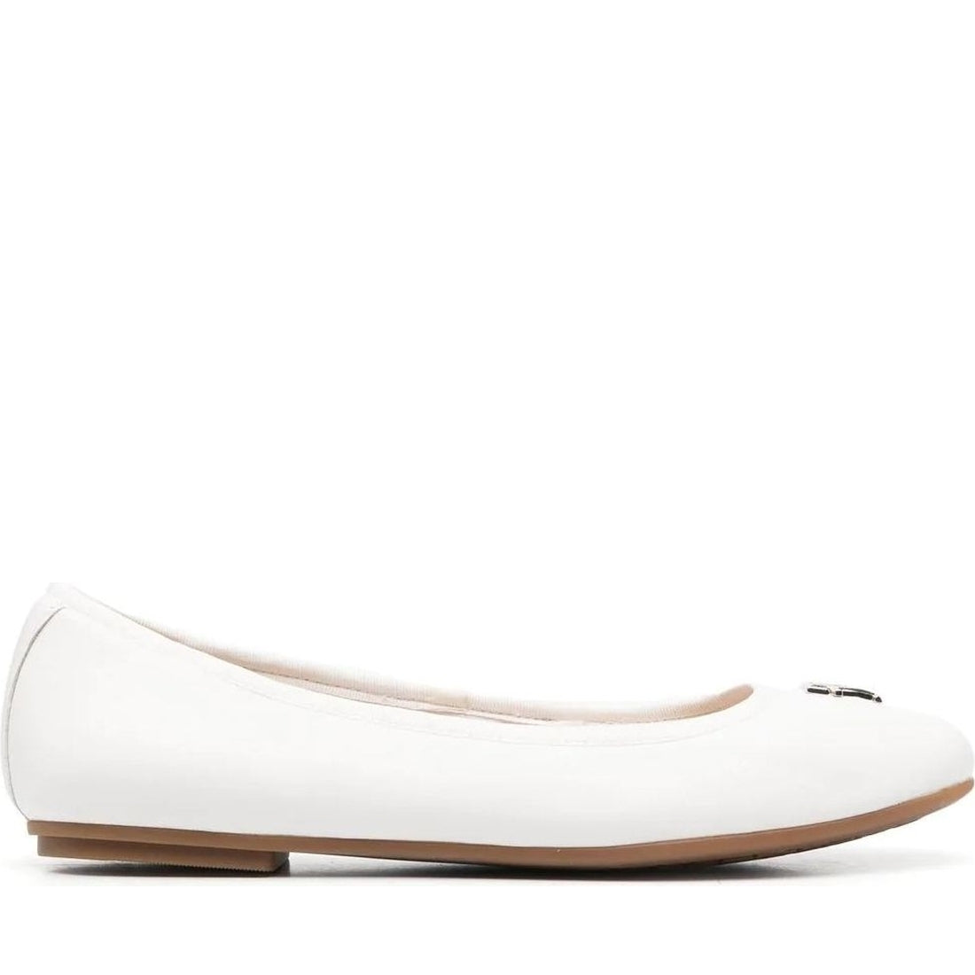 Tommy Hilfiger womens white, ecru round ballerina | Vilbury London