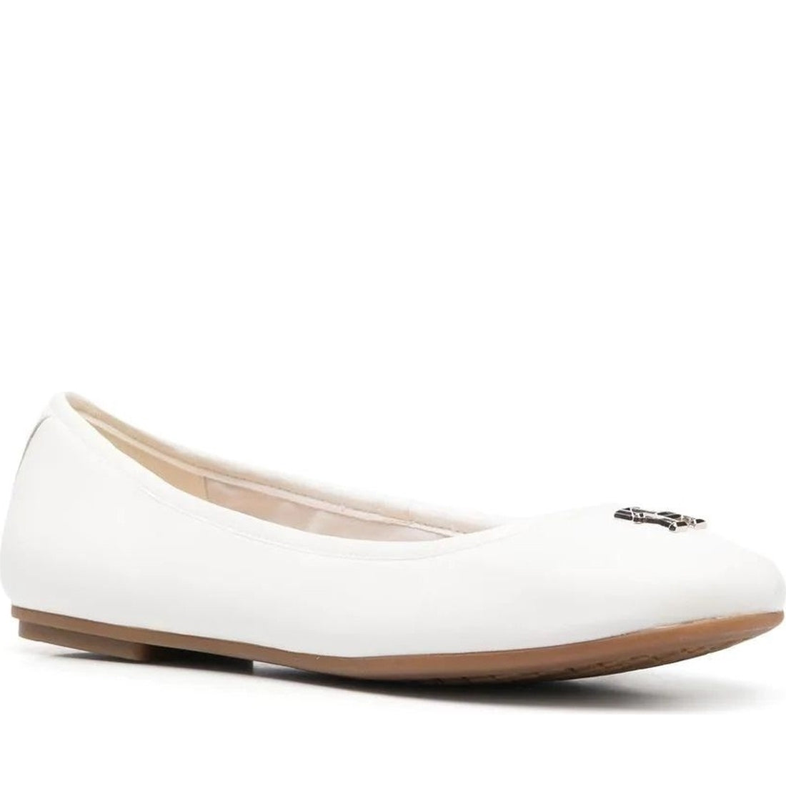 Tommy Hilfiger womens white, ecru round ballerina | Vilbury London